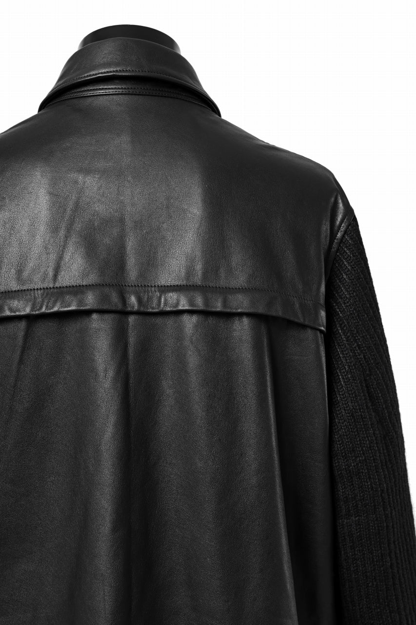 Y's BANG ON! No.180 COW LEATHER + TWEED BACK TACK BLOUSON (BLACK) - Image 11