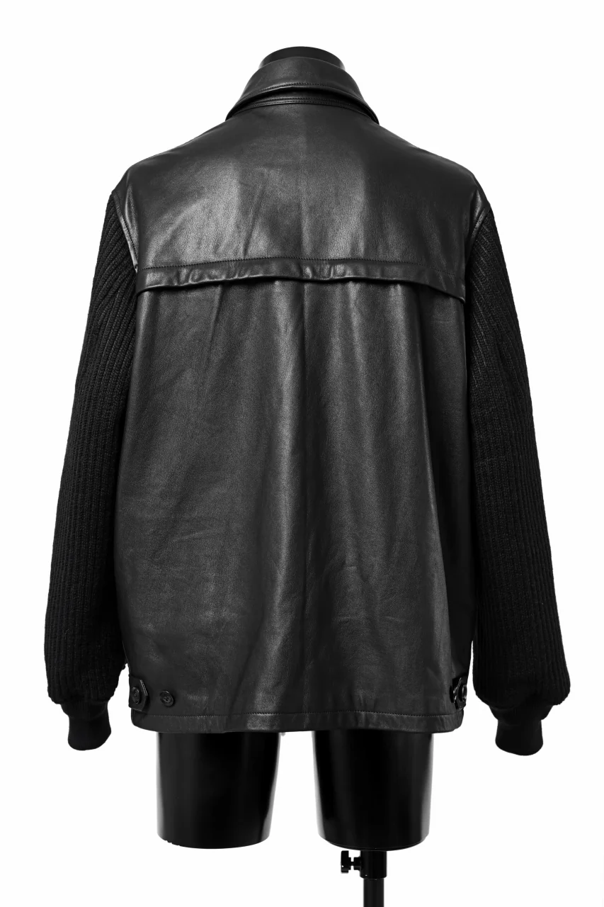 Y's BANG ON! No.180 COW LEATHER + TWEED BACK TACK BLOUSON (BLACK) - Image 4
