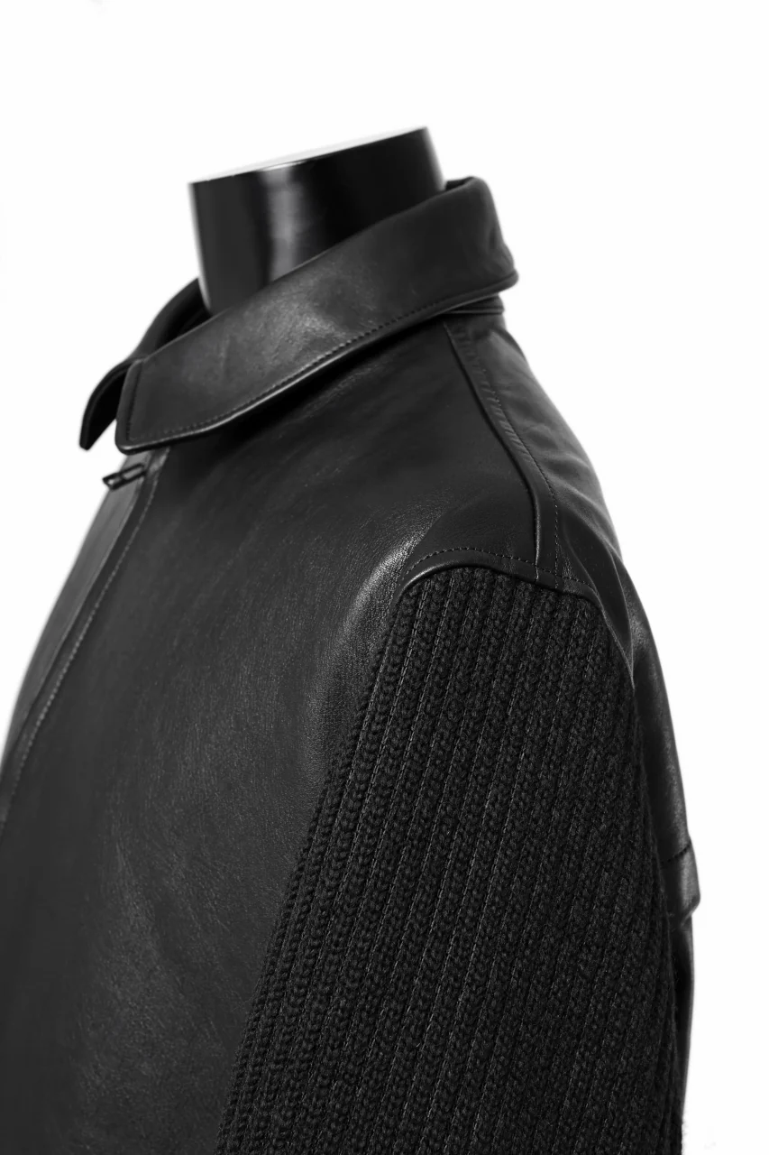 Y's BANG ON! No.180 COW LEATHER + TWEED BACK TACK BLOUSON (BLACK) - Image 9
