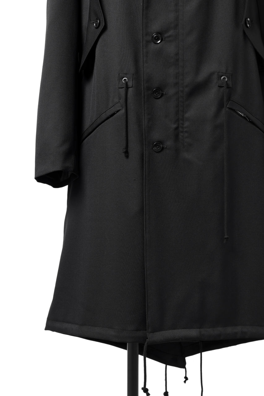 Y's BANG ON! No.188 GABARDINE PEAKED LAPEL MILITARY COAT (BLACK) - Image 10