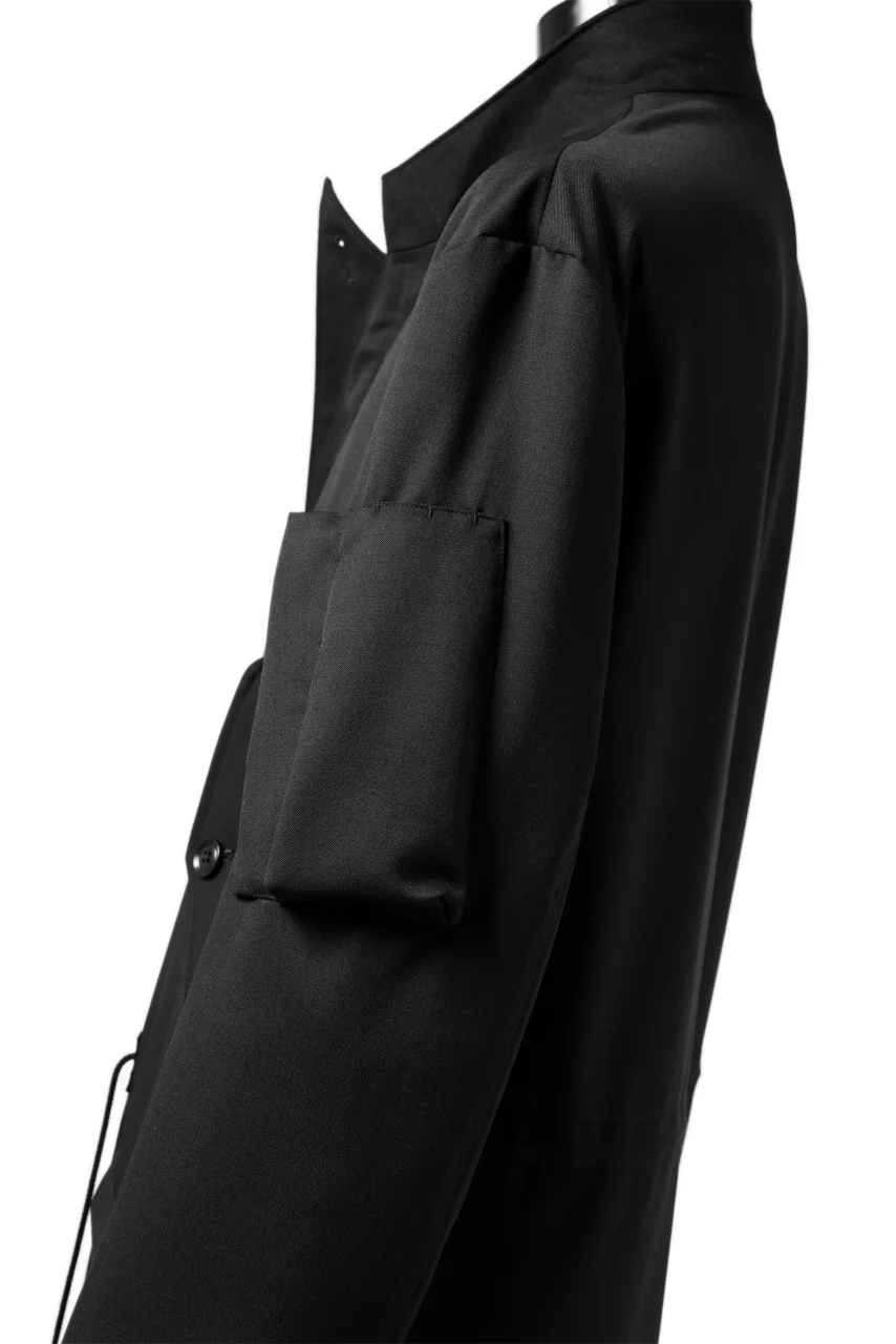 Y's BANG ON! No.188 GABARDINE PEAKED LAPEL MILITARY COAT (BLACK) - Image 14