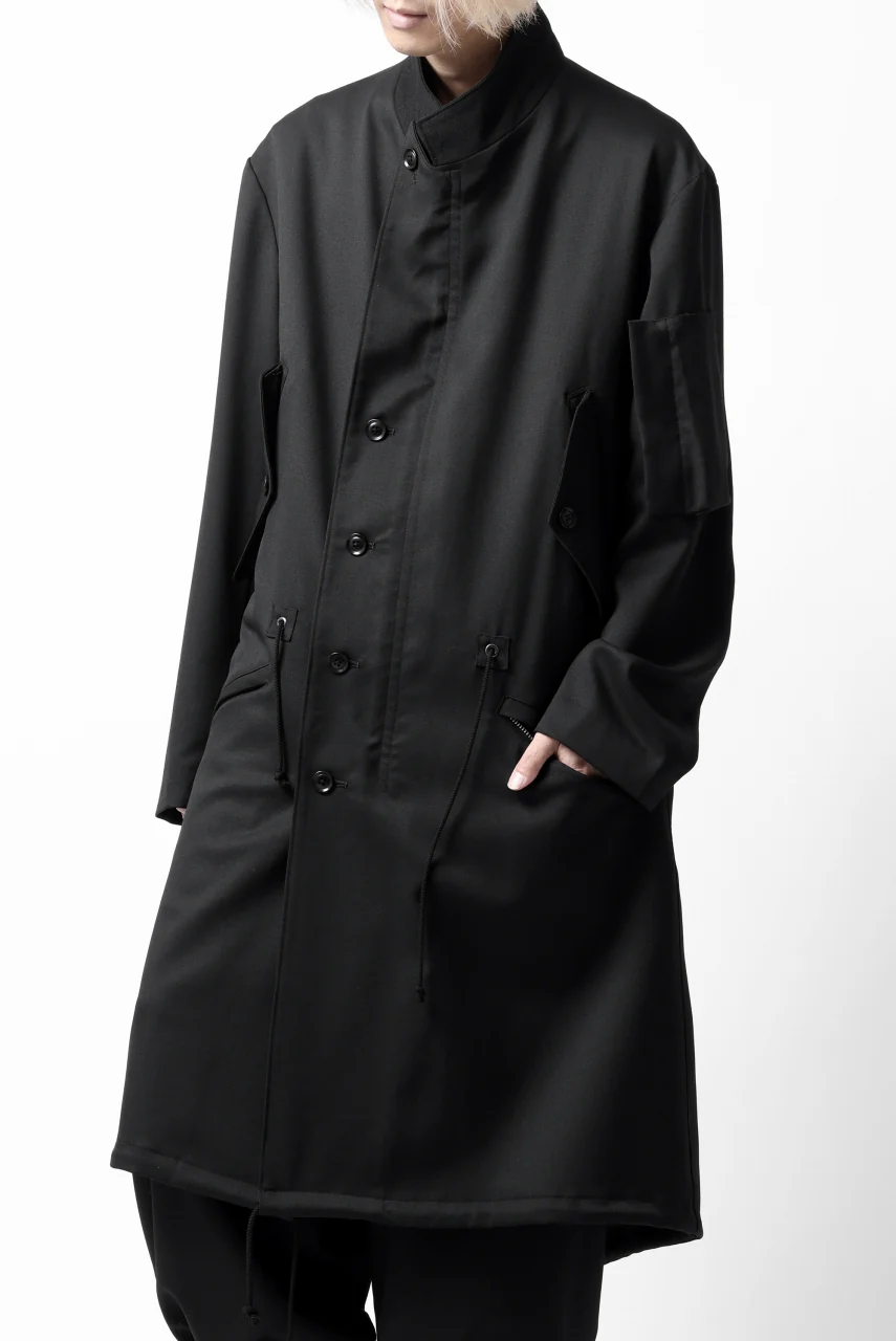 Y's BANG ON! No.188 GABARDINE PEAKED LAPEL MILITARY COAT (BLACK) - Image 18