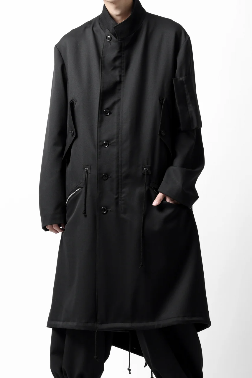 Y's BANG ON! No.188 GABARDINE PEAKED LAPEL MILITARY COAT (BLACK) - Image 20