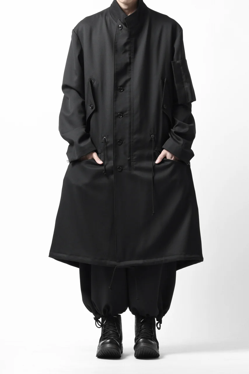 Y's BANG ON! No.188 GABARDINE PEAKED LAPEL MILITARY COAT (BLACK) - Image 26