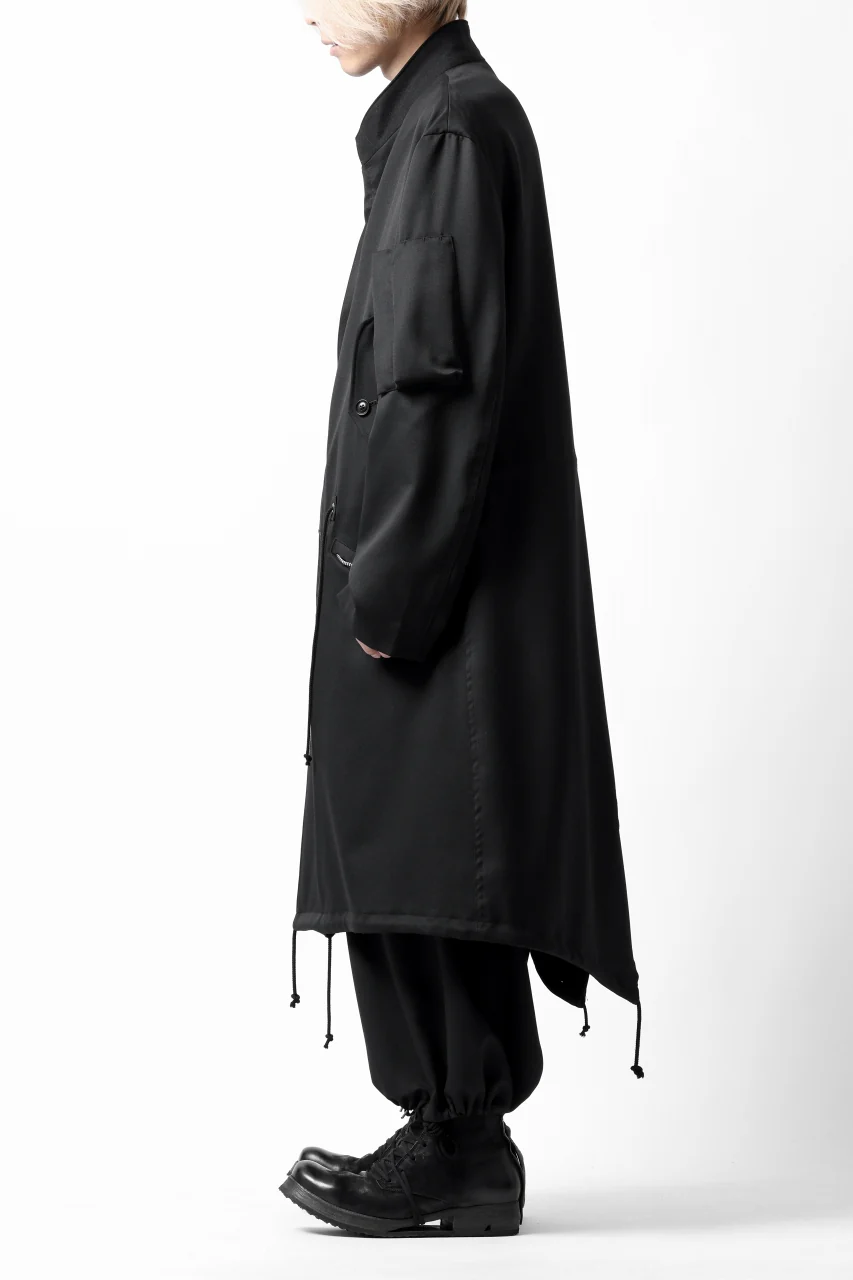 Y's BANG ON! No.188 GABARDINE PEAKED LAPEL MILITARY COAT (BLACK) - Image 27