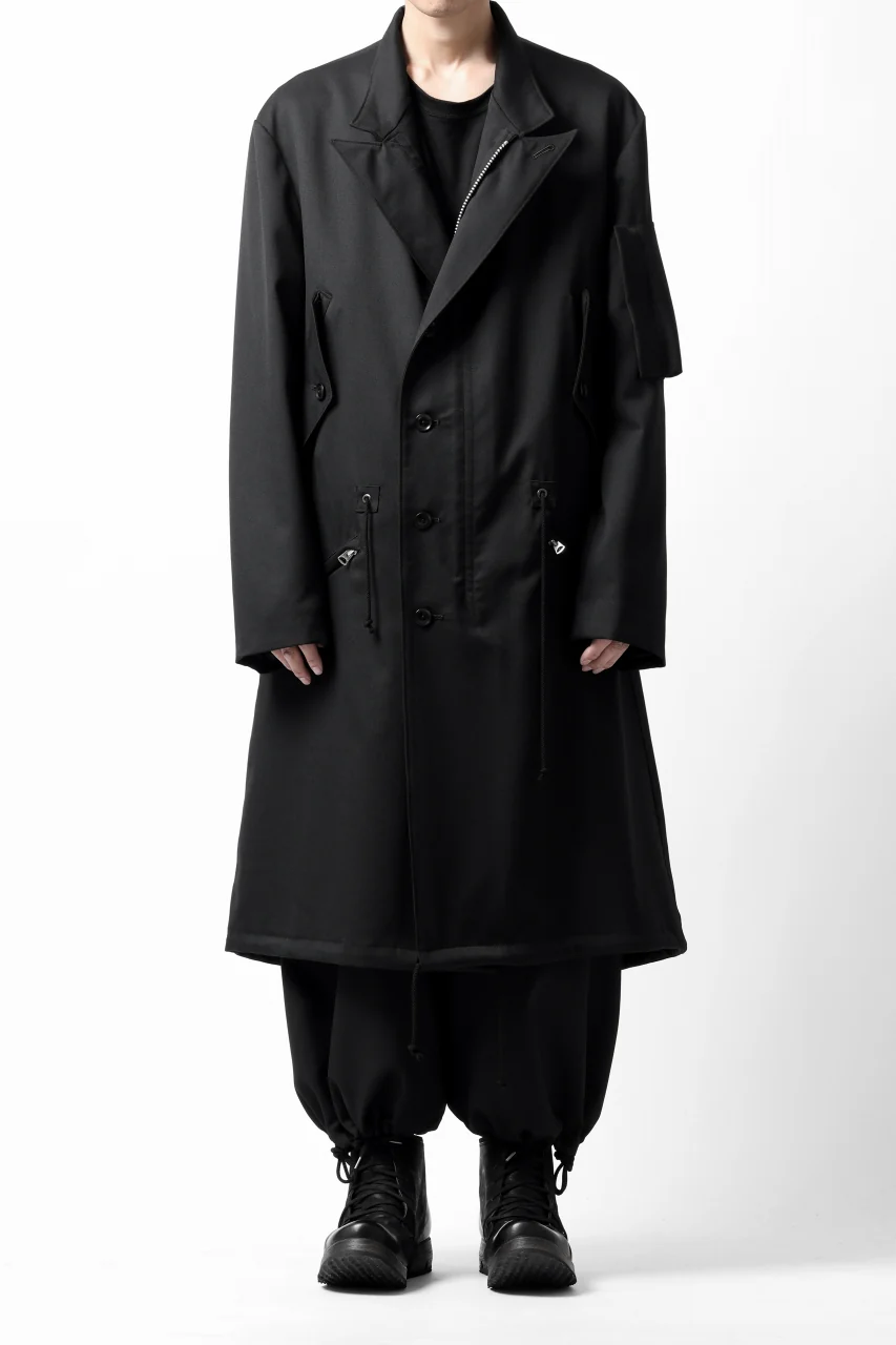 Y's BANG ON! No.188 GABARDINE PEAKED LAPEL MILITARY COAT (BLACK) - Image 28