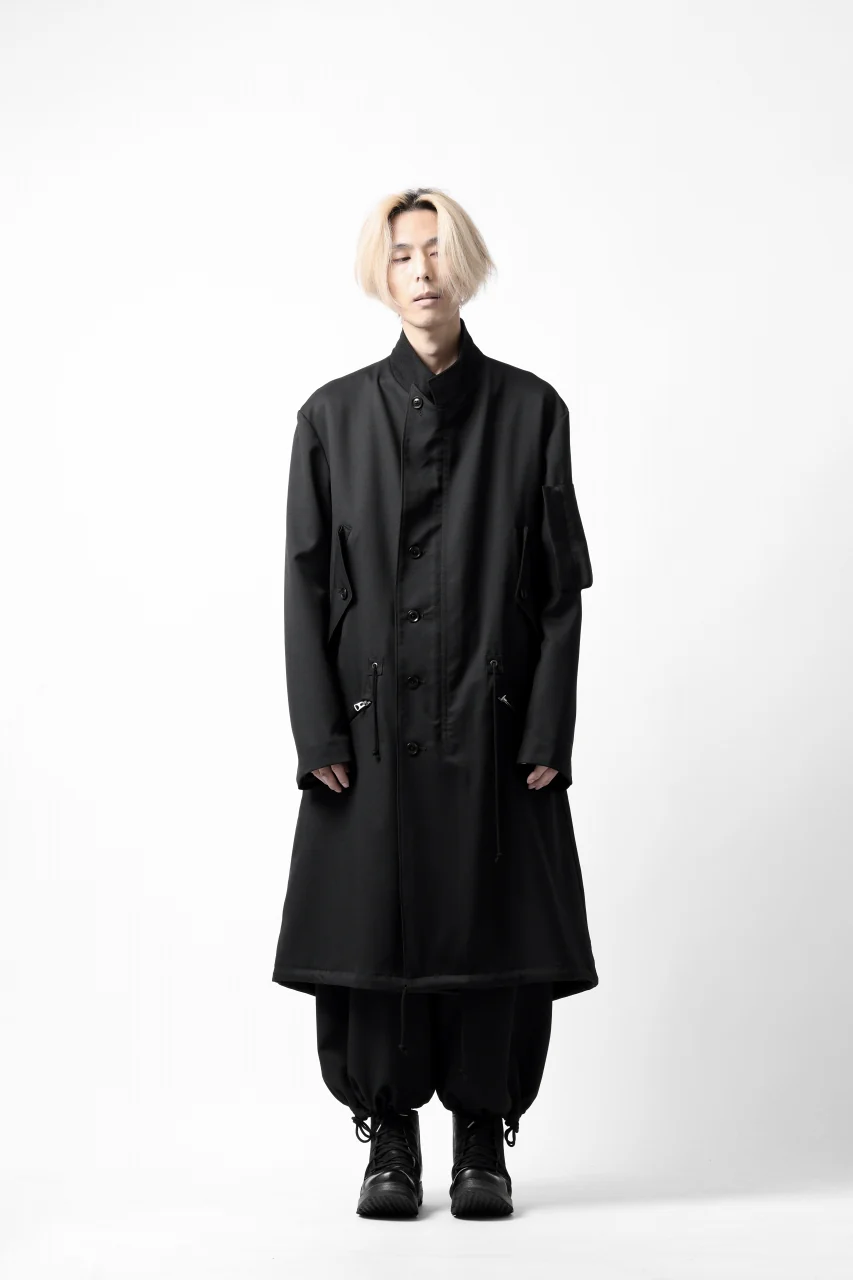 Y's BANG ON! No.188 GABARDINE PEAKED LAPEL MILITARY COAT (BLACK) - Image 29