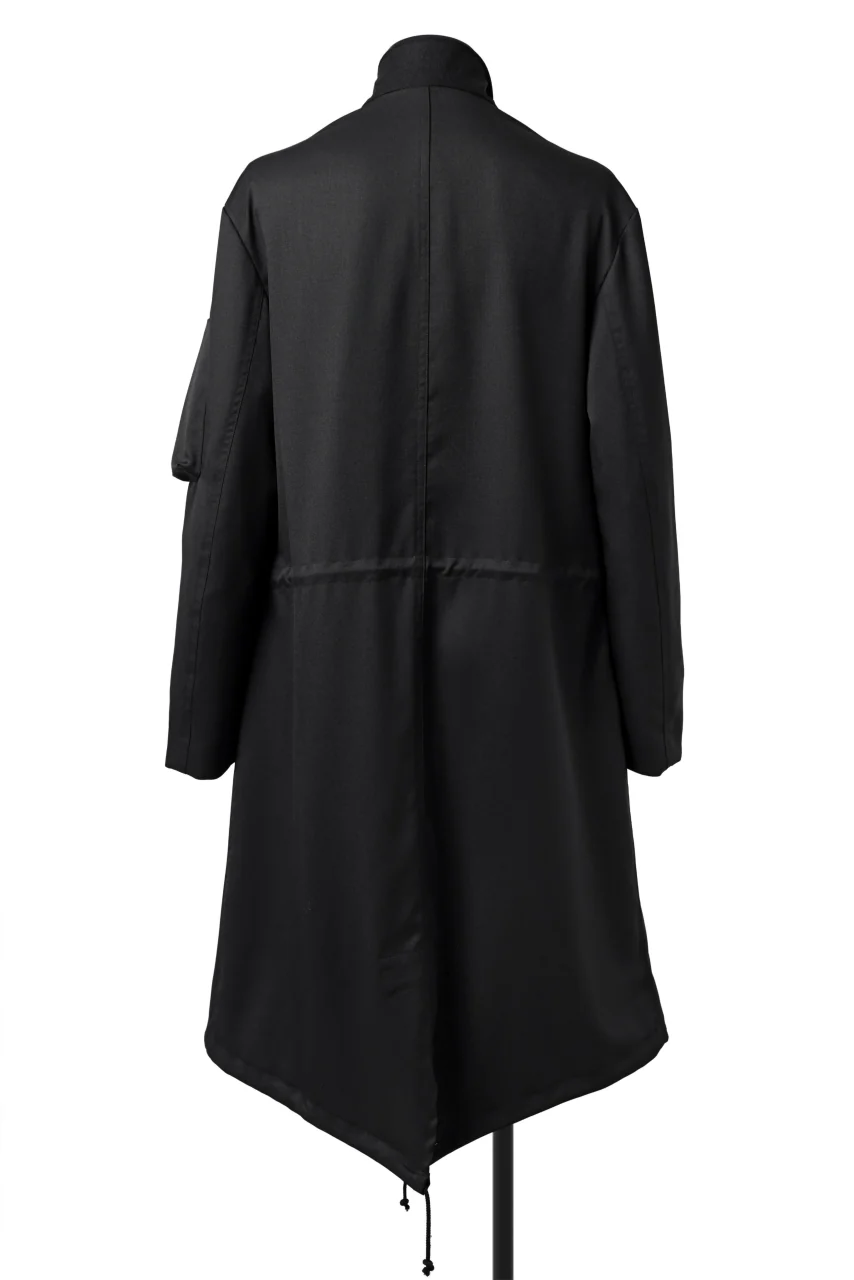 Y's BANG ON! No.188 GABARDINE PEAKED LAPEL MILITARY COAT (BLACK) - Image 5