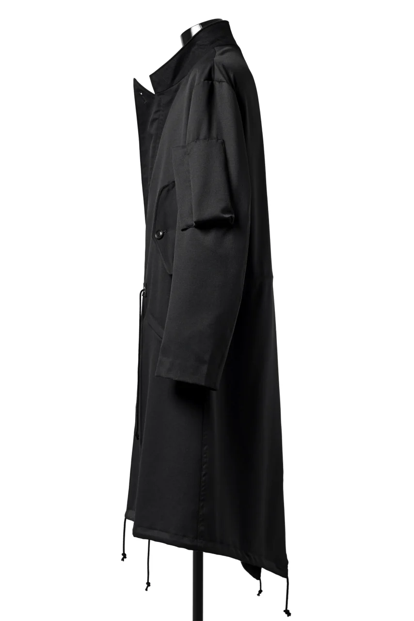 Y's BANG ON! No.188 GABARDINE PEAKED LAPEL MILITARY COAT (BLACK) - Image 6