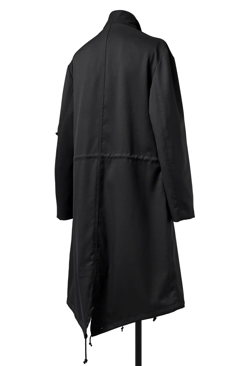 Y's BANG ON! No.188 GABARDINE PEAKED LAPEL MILITARY COAT (BLACK) - Image 7