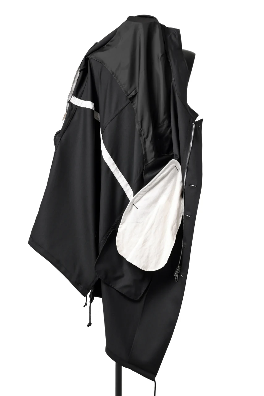 Y's BANG ON! No.188 GABARDINE PEAKED LAPEL MILITARY COAT (BLACK) - Image 8