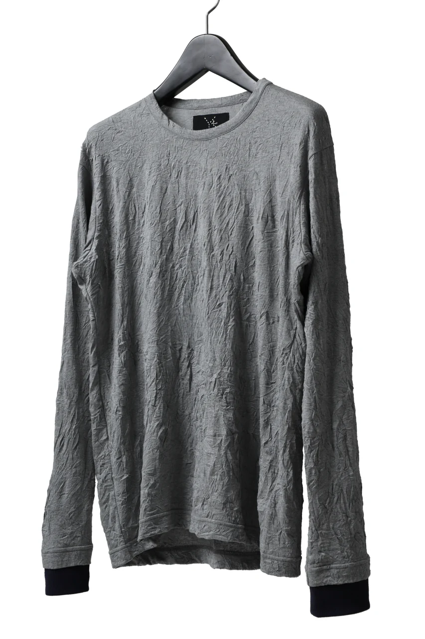 Y's BASIC LONG SLEEVE TEE / PLAIN STITCH WRINKLE (GREY) - Image 10