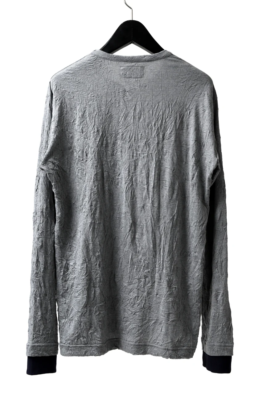 Y's BASIC LONG SLEEVE TEE / PLAIN STITCH WRINKLE (GREY) - Image 11