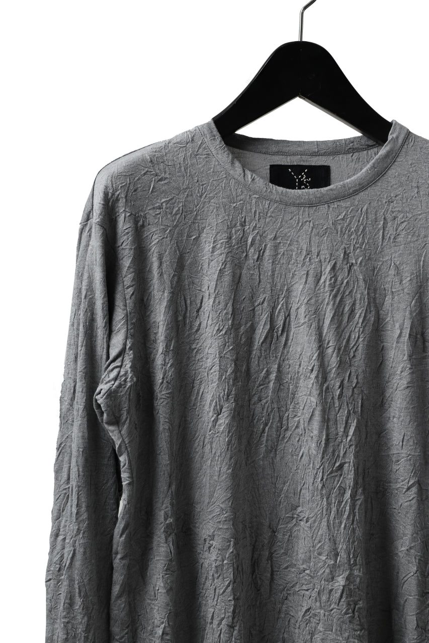 Y's BASIC LONG SLEEVE TEE / PLAIN STITCH WRINKLE (GREY) - Image 12