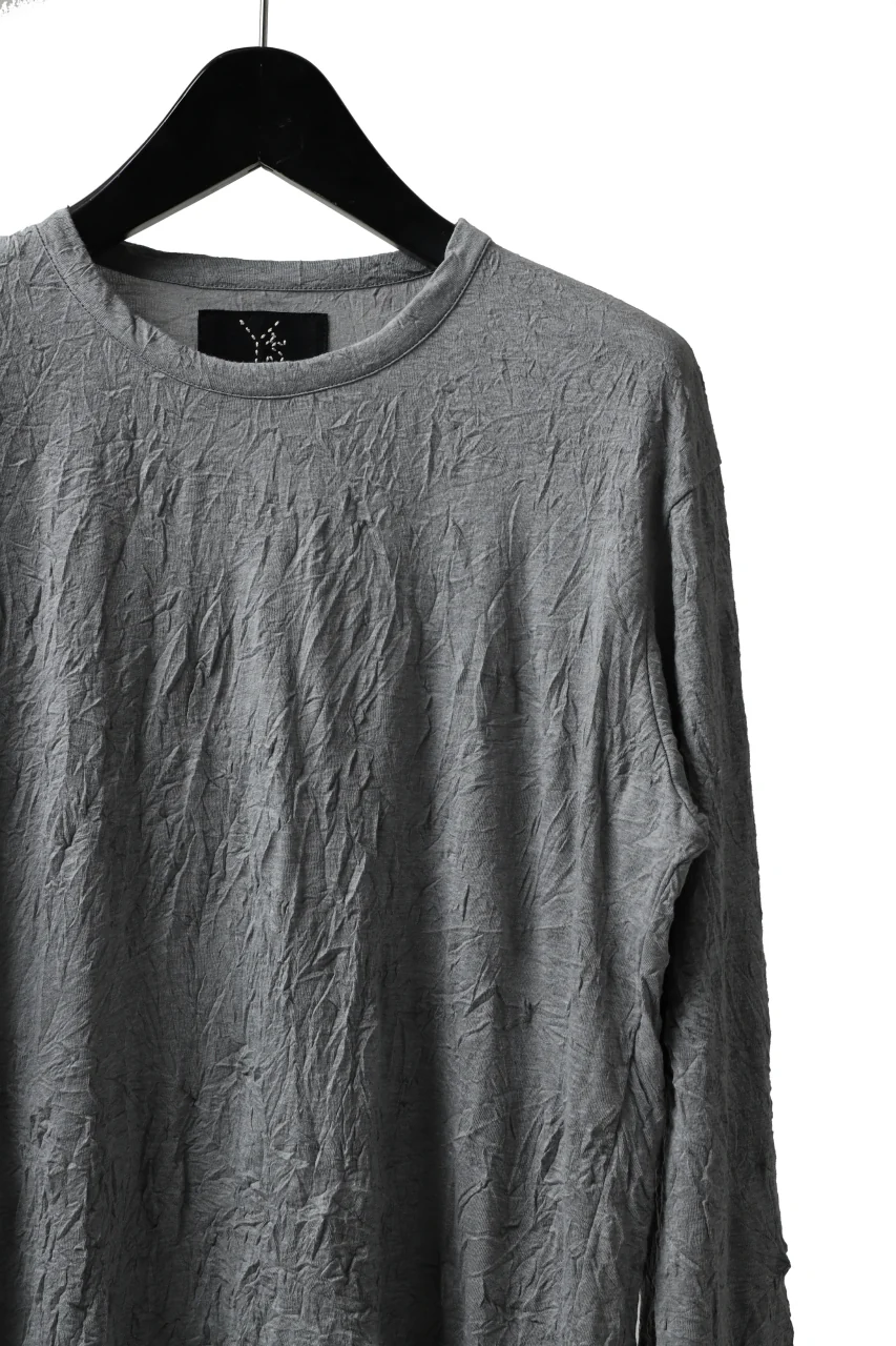 Y's BASIC LONG SLEEVE TEE / PLAIN STITCH WRINKLE (GREY) - Image 15