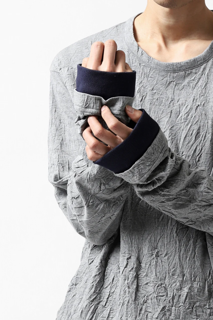 Y's BASIC LONG SLEEVE TEE / PLAIN STITCH WRINKLE (GREY) - Image 24