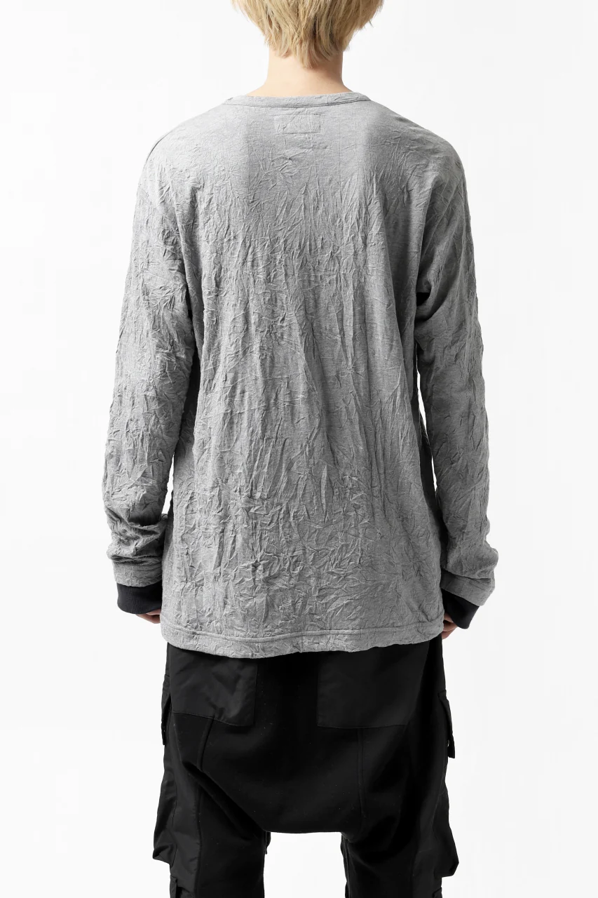 Y's BASIC LONG SLEEVE TEE / PLAIN STITCH WRINKLE (GREY) - Image 5