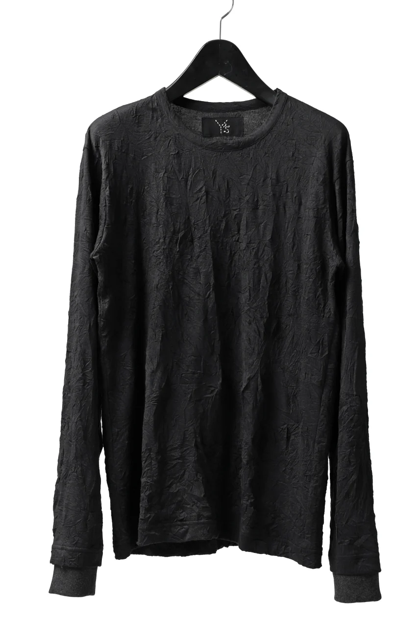 Y's BASIC LONG SLEEVE TEE / PLAIN STITCH WRINKLE (BLACK)