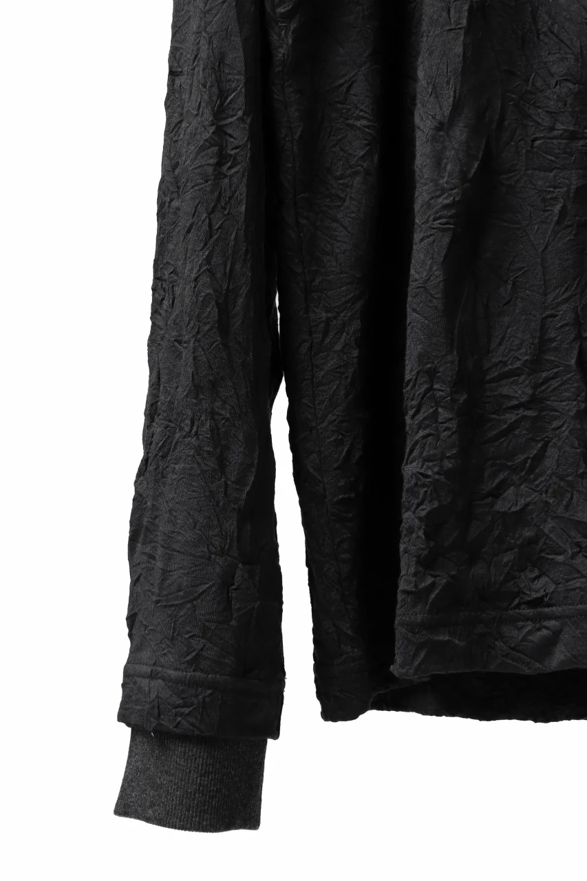 Y's BASIC LONG SLEEVE TEE / PLAIN STITCH WRINKLE (BLACK) - Image 10
