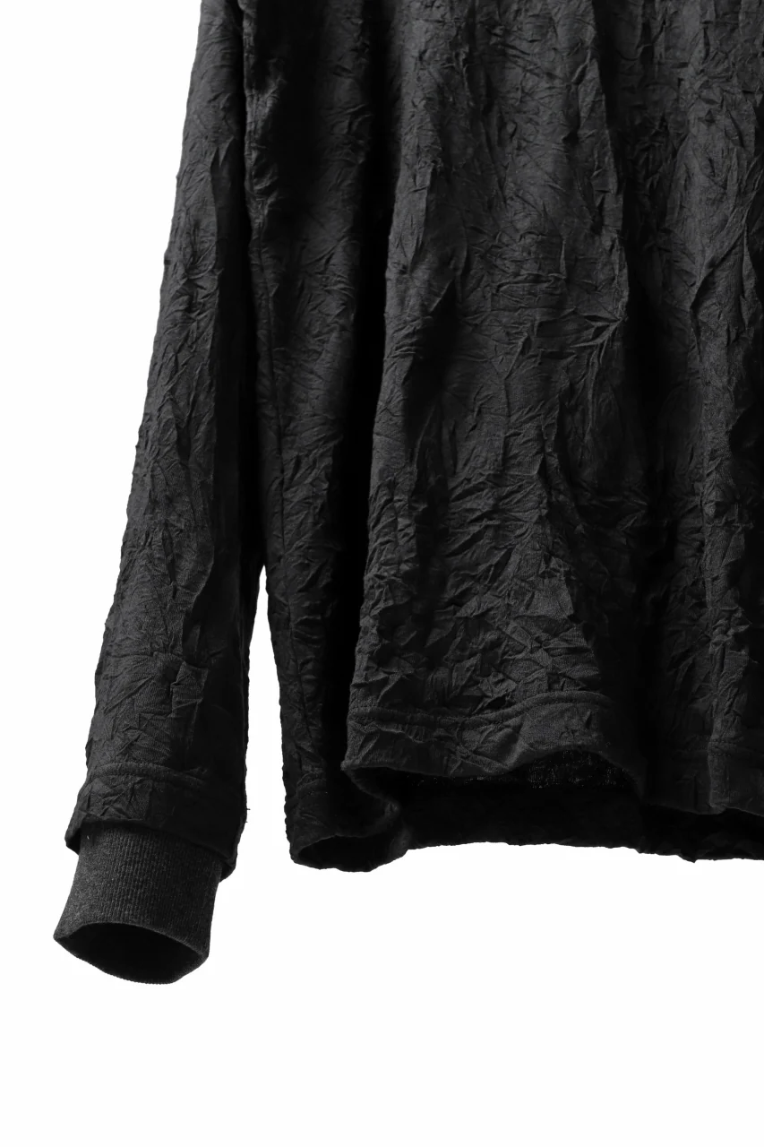 Y's BASIC LONG SLEEVE TEE / PLAIN STITCH WRINKLE (BLACK) - Image 5