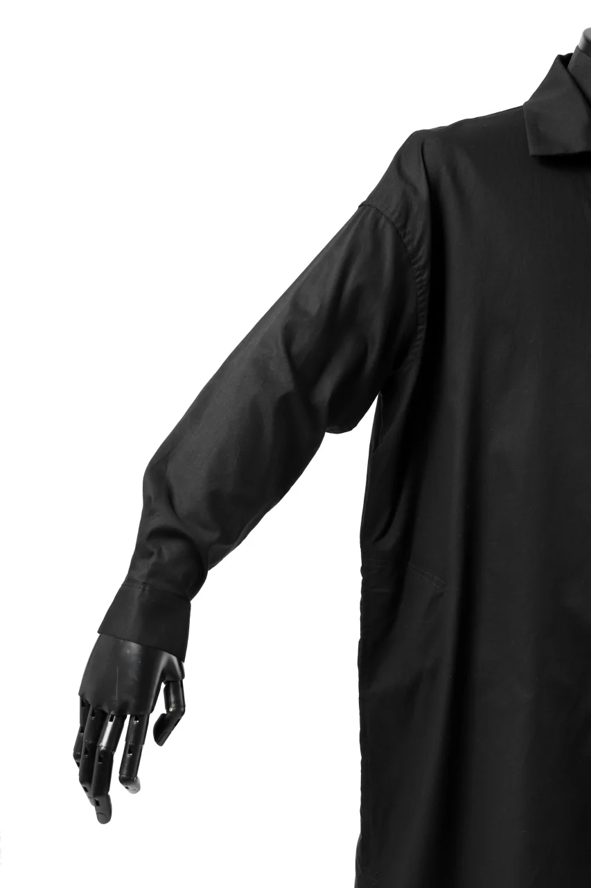 Y's FLAP COLLAR LONG SHIRT / LIGHT COTTON TWILL (BLACK) - Image 13