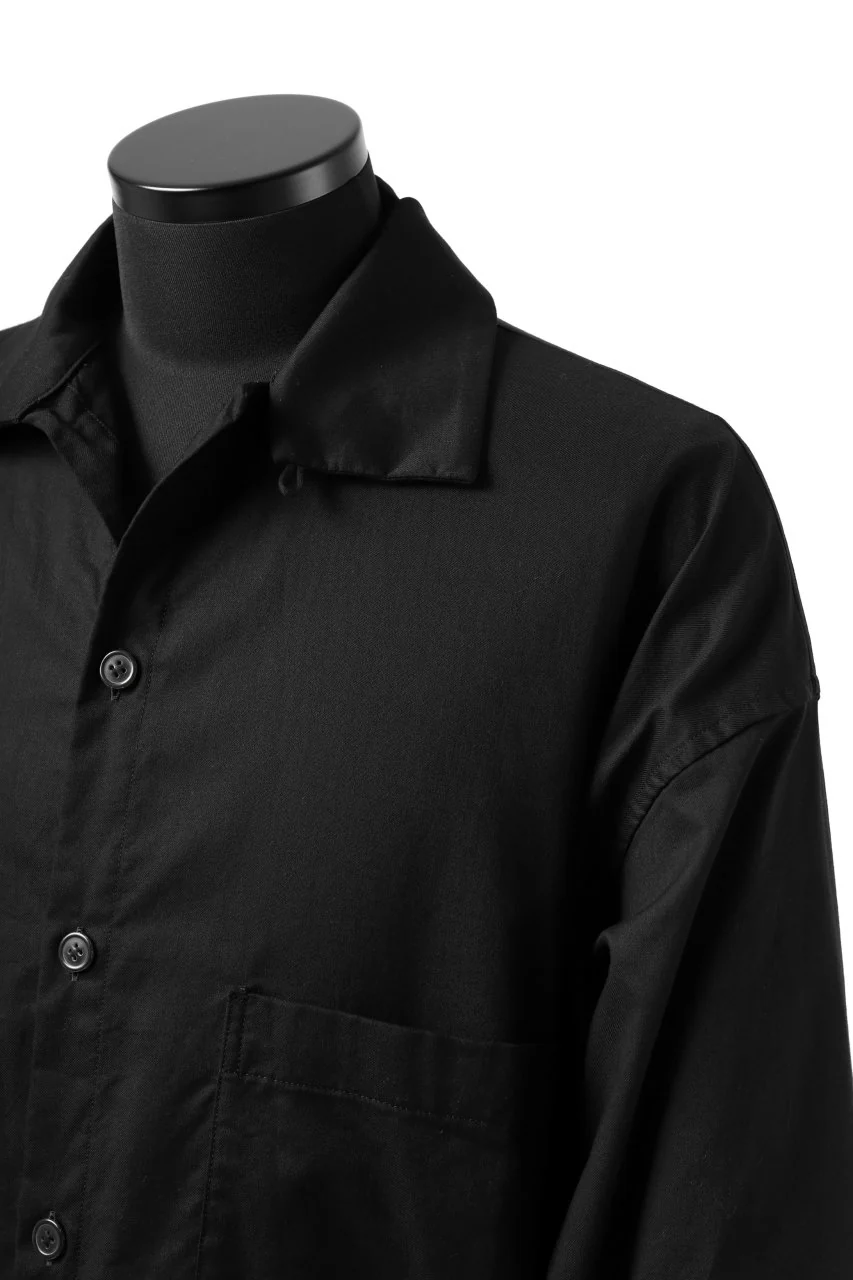 Y's FLAP COLLAR LONG SHIRT / LIGHT COTTON TWILL (BLACK) - Image 15