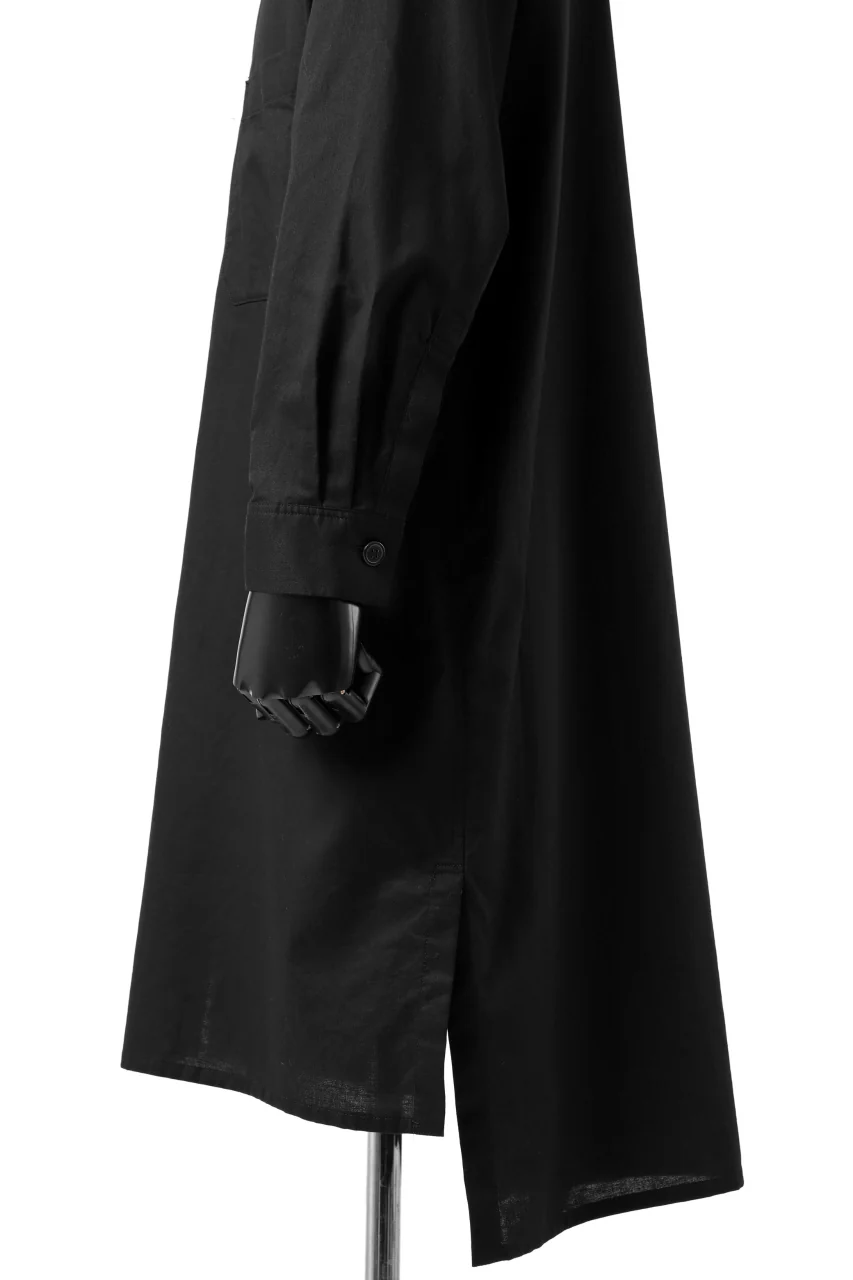 Y's FLAP COLLAR LONG SHIRT / LIGHT COTTON TWILL (BLACK) - Image 16