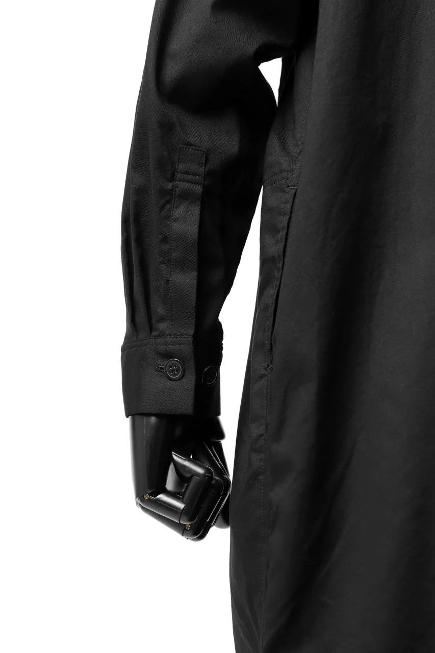 Y's FLAP COLLAR LONG SHIRT / LIGHT COTTON TWILL (BLACK) - Image 17