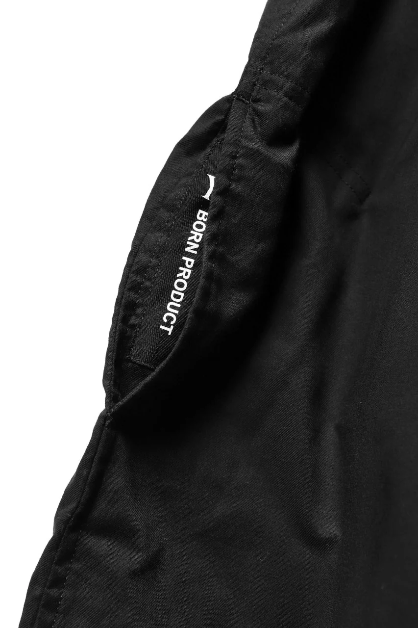 Y's FLAP COLLAR LONG SHIRT / LIGHT COTTON TWILL (BLACK) - Image 18