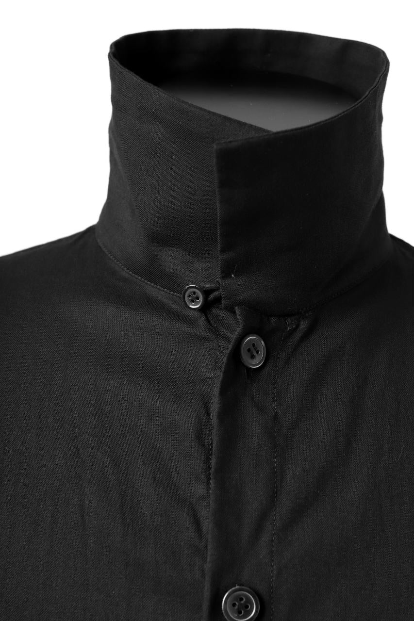 Y's FLAP COLLAR LONG SHIRT / LIGHT COTTON TWILL (BLACK) - Image 9