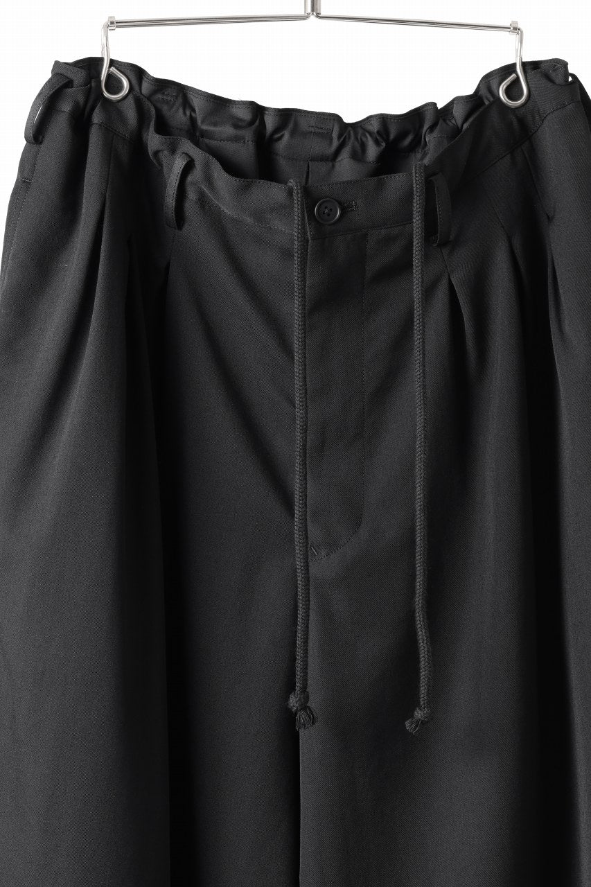 Y's for men 12 TACK WAIST PANTS / WRINKLE WOOL GABARDINE (BLACK) - Image 13