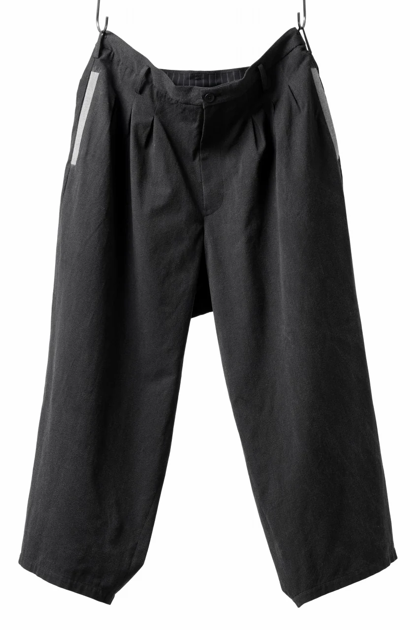 Y's for men 12TUCKS WIDE TAPERED PANTS / COTTON HEATHER PIGMENT WASH (GRAY)