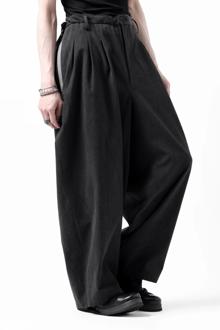 Y's for men 12TUCKS WIDE TAPERED PANTS / COTTON HEATHER PIGMENT WASH (GRAY) - Image 10
