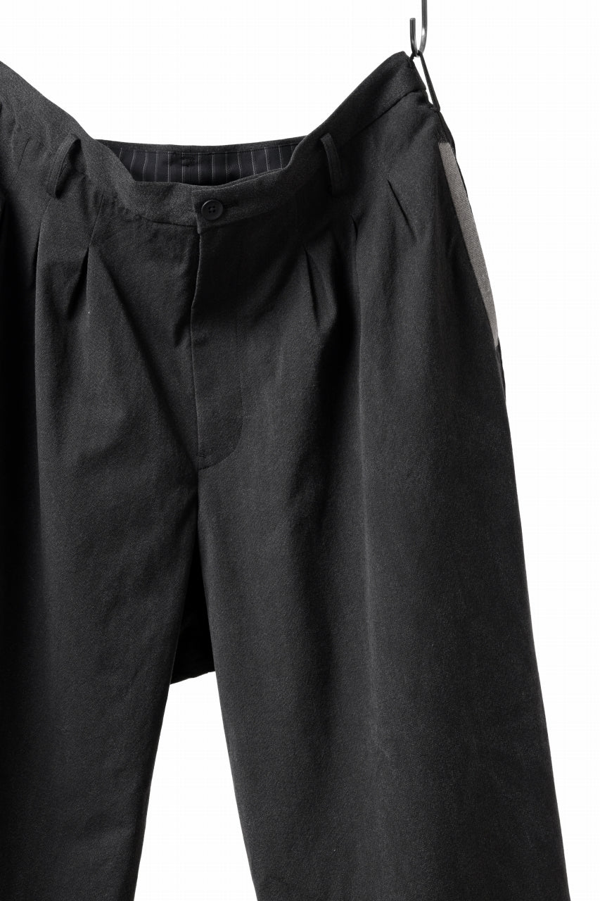 Y's for men 12TUCKS WIDE TAPERED PANTS / COTTON HEATHER PIGMENT WASH (GRAY) - Image 11