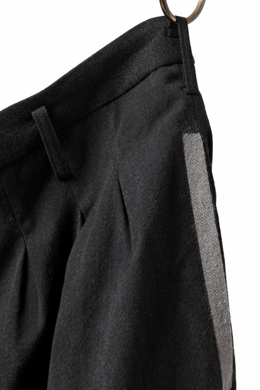 Y's for men 12TUCKS WIDE TAPERED PANTS / COTTON HEATHER PIGMENT WASH (GRAY) - Image 17