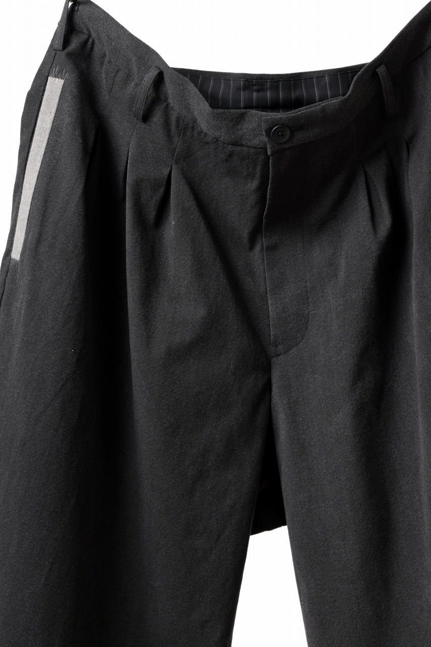 Y's for men 12TUCKS WIDE TAPERED PANTS / COTTON HEATHER PIGMENT WASH (GRAY) - Image 19