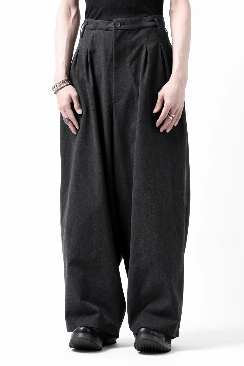 Y's for men 12TUCKS WIDE TAPERED PANTS / COTTON HEATHER PIGMENT WASH (GRAY) - Image 5