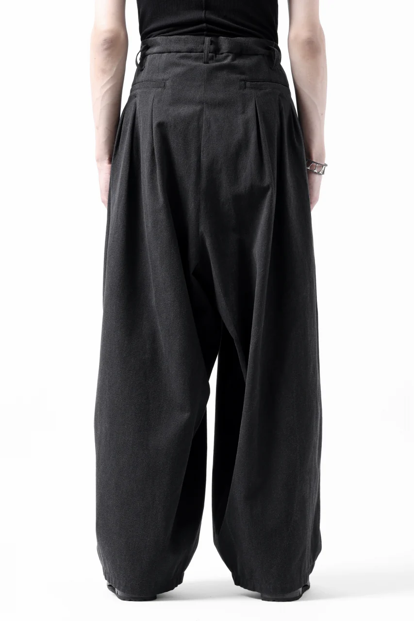 Y's for men 12TUCKS WIDE TAPERED PANTS / COTTON HEATHER PIGMENT WASH (GRAY) - Image 6