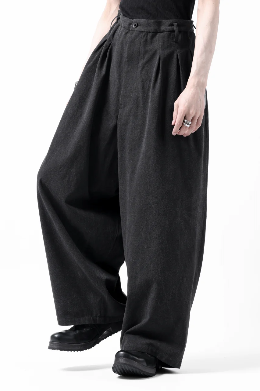 Y's for men 12TUCKS WIDE TAPERED PANTS / COTTON HEATHER PIGMENT WASH (GRAY) - Image 7