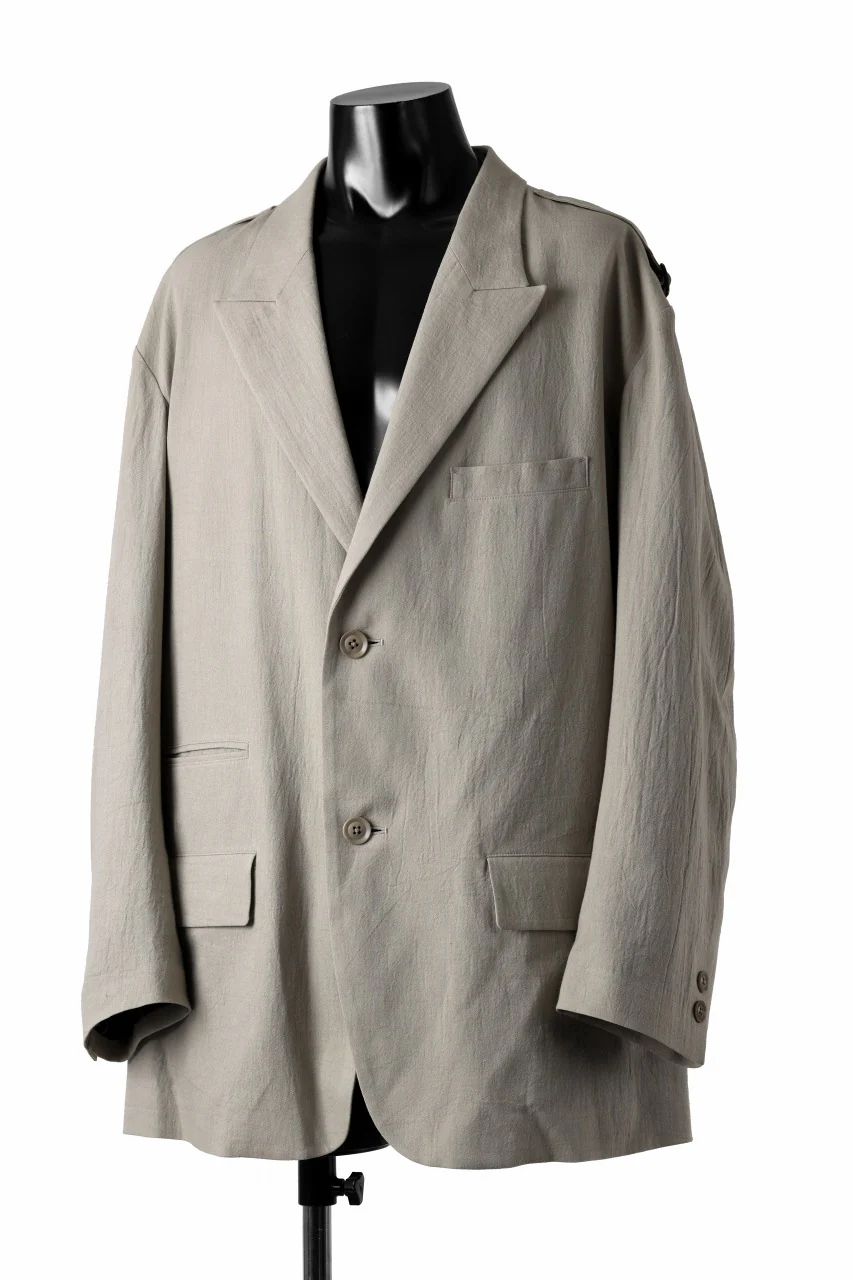 Y's for men 2 BUTTONS JACKET WITH SHOULDER BUCKLES / COTTON LINEN VIYELLA (BEIGE) - Image 2