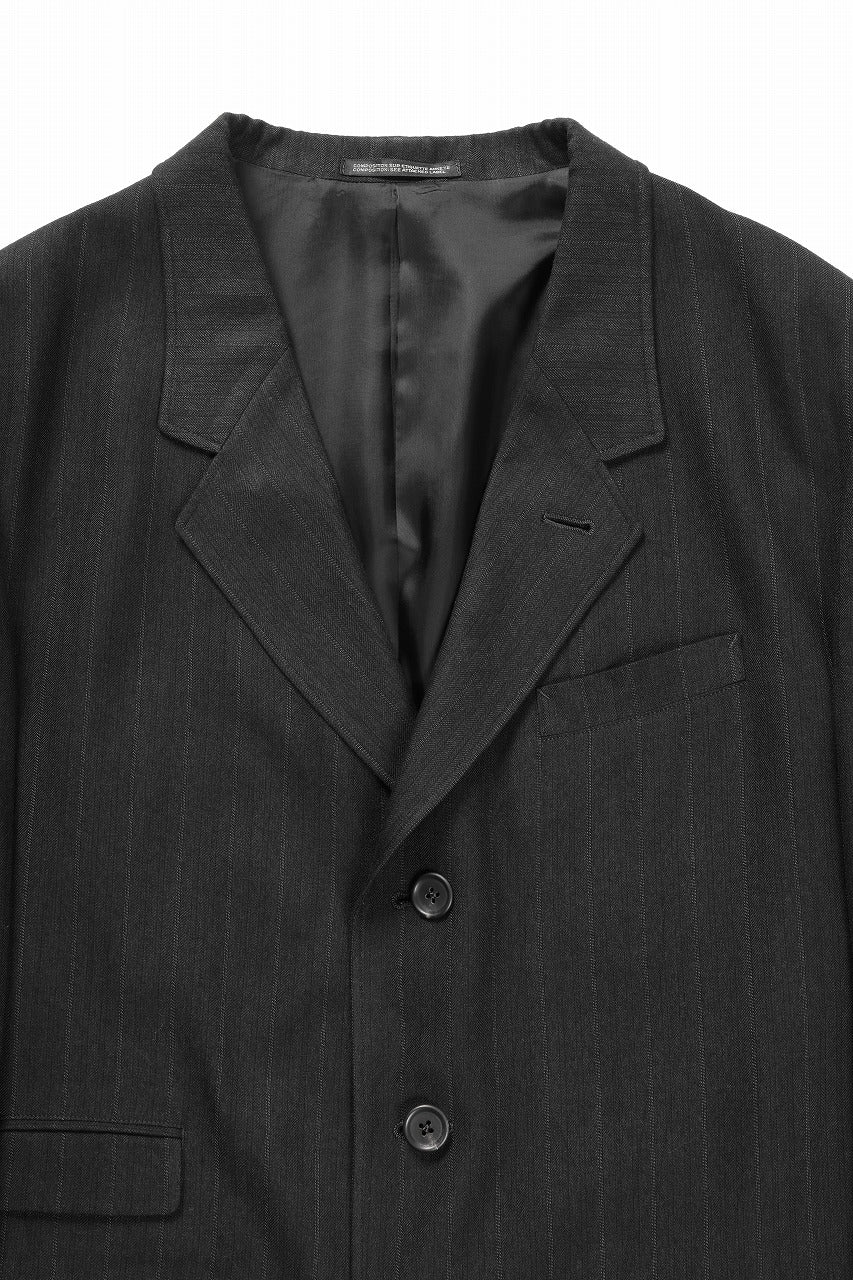 Y's for men 3 BUTTONS JACKET / RAYON HEATHER STRIPE (BLACK) - Image 4