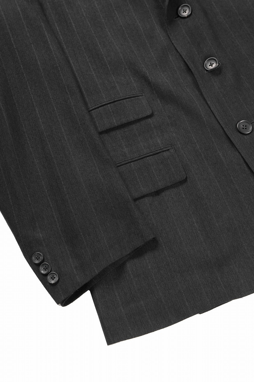 Y's for men 3 BUTTONS JACKET / RAYON HEATHER STRIPE (BLACK) - Image 7