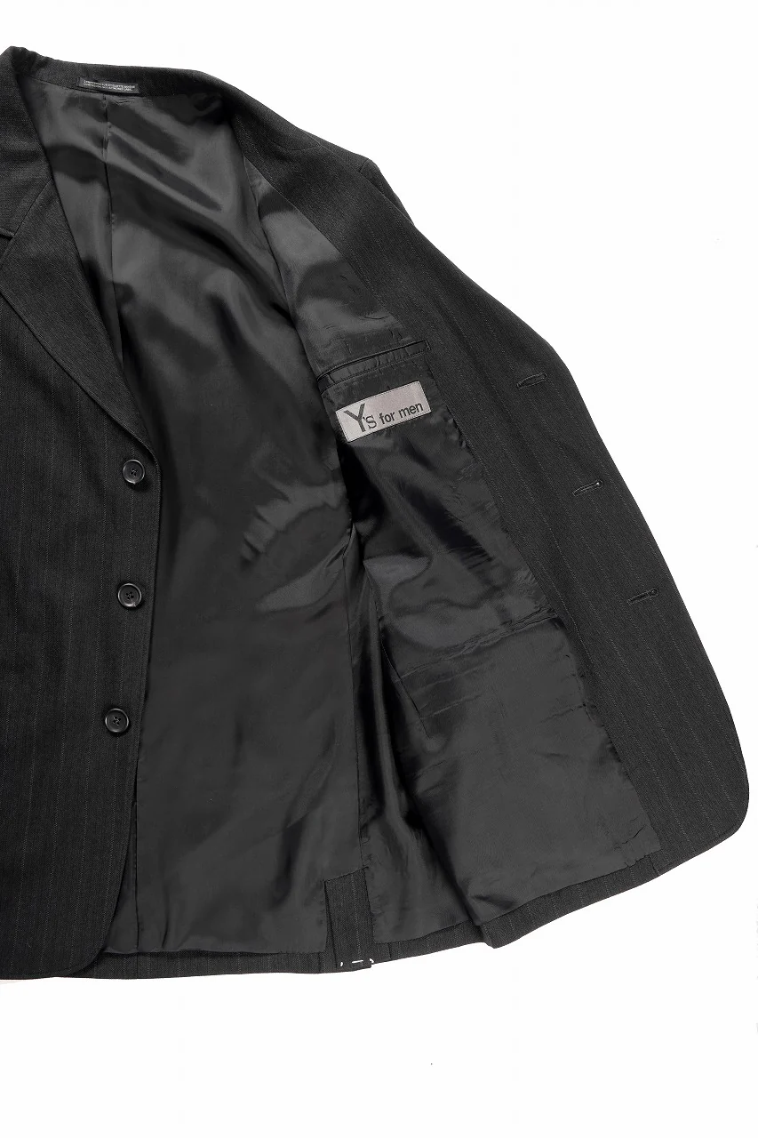 Y's for men 3 BUTTONS JACKET / RAYON HEATHER STRIPE (BLACK) - Image 9