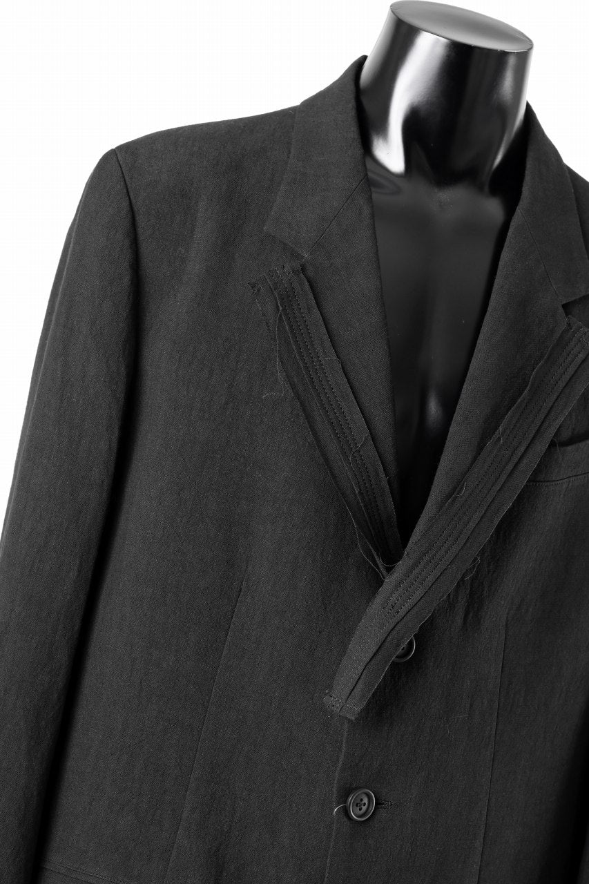 Y's for men 3 BUTTONS JACKET WITH DECORATIVE CLOTH / 40 LINEN (BLACK) - Image 10