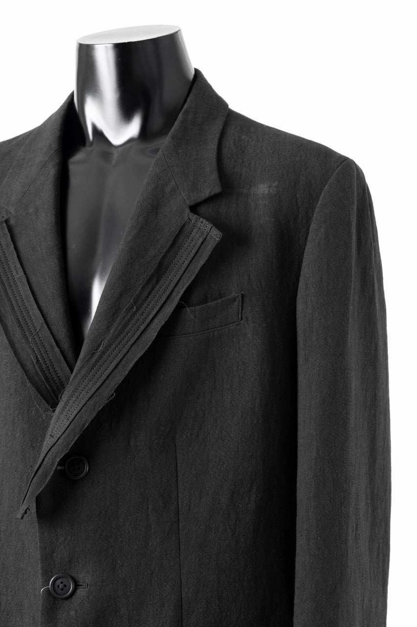 Y's for men 3 BUTTONS JACKET WITH DECORATIVE CLOTH / 40 LINEN (BLACK) - Image 11