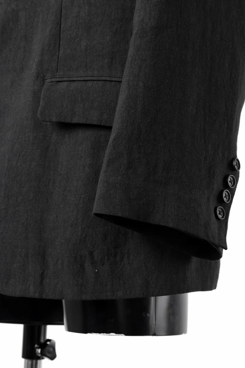 Y's for men 3 BUTTONS JACKET WITH DECORATIVE CLOTH / 40 LINEN (BLACK) - Image 12