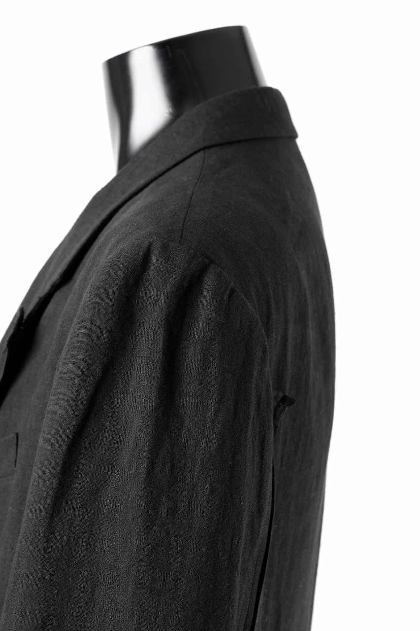 Y's for men 3 BUTTONS JACKET WITH DECORATIVE CLOTH / 40 LINEN (BLACK) - Image 13