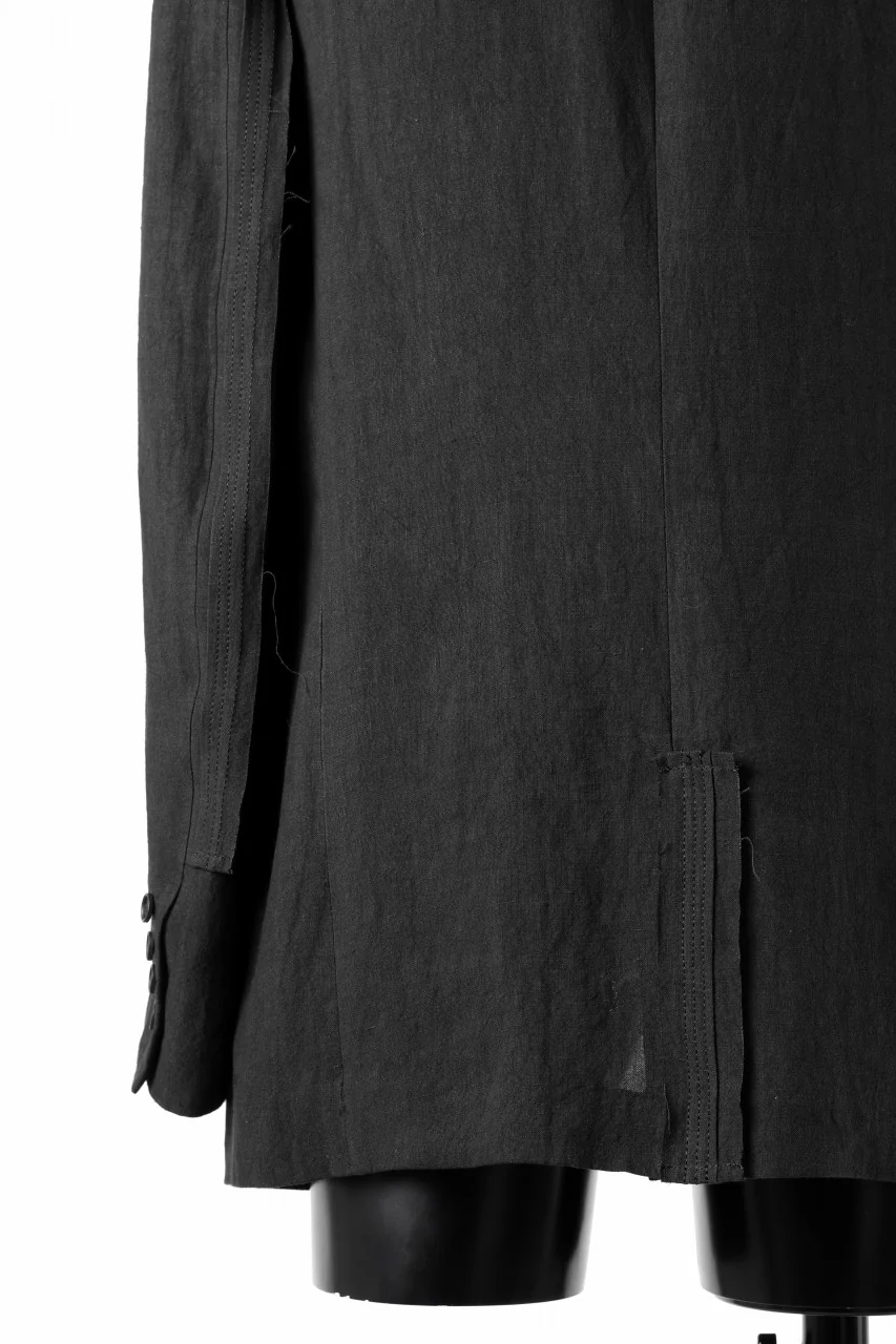 Y's for men 3 BUTTONS JACKET WITH DECORATIVE CLOTH / 40 LINEN (BLACK) - Image 15