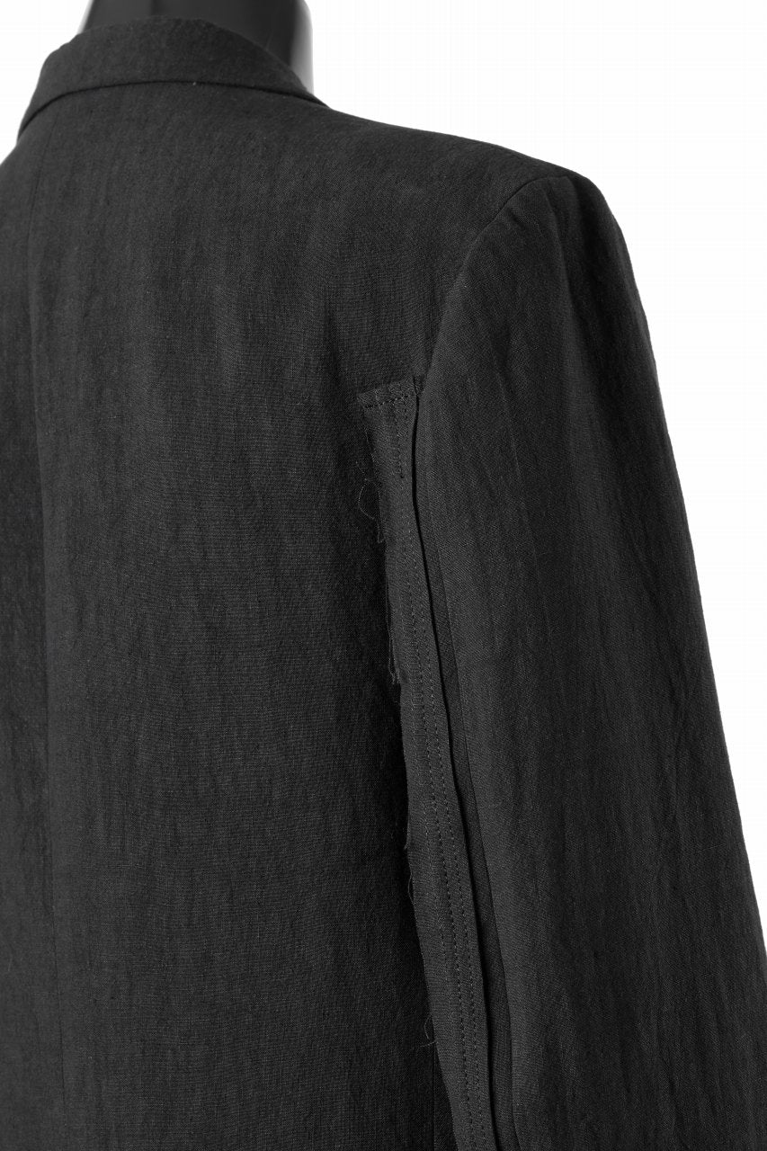 Y's for men 3 BUTTONS JACKET WITH DECORATIVE CLOTH / 40 LINEN (BLACK) - Image 16