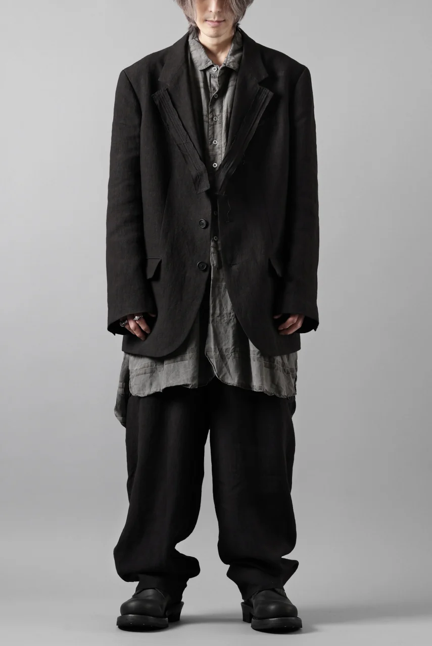 Y's for men 3 BUTTONS JACKET WITH DECORATIVE CLOTH / 40 LINEN (BLACK) - Image 21